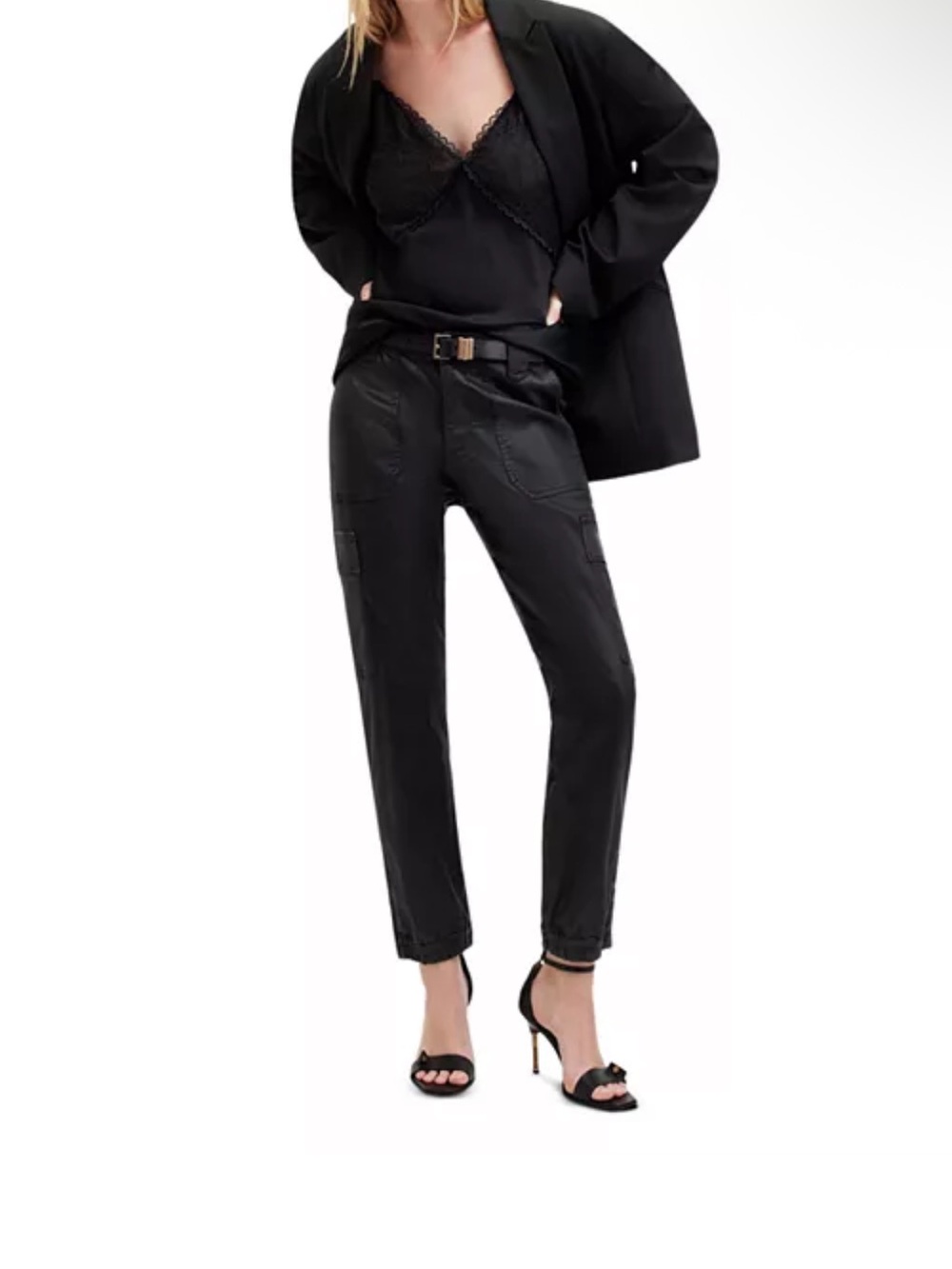 All saints Women Black Cargo Jogger Pants